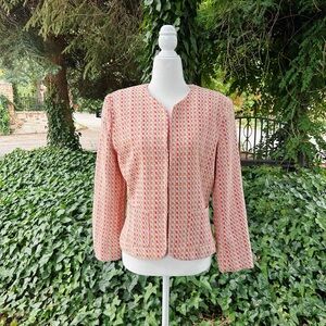 Vintage J.G. Hook Tweed Collarless Blazer in Pastel Peach - Size 8 Preppy Style